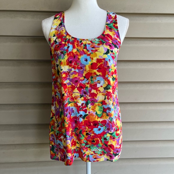 CAbi Tops - •CAbi• Bright Floral Sleeveless Blouse - Size Small